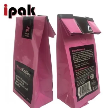 Hliðarþurrkur Álpappír Kaffibönnapoka með loki